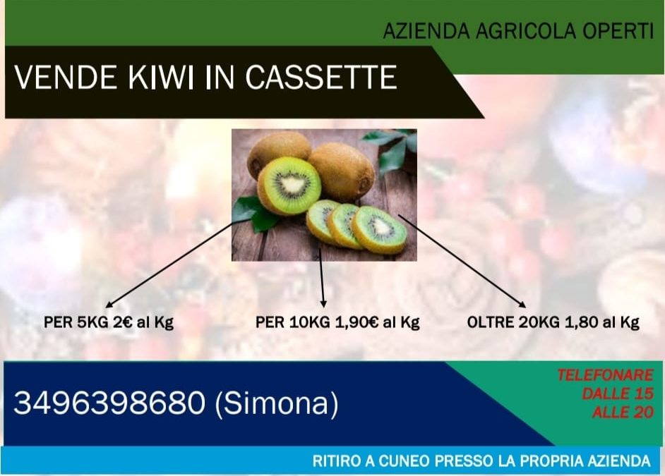 Kiwi in cassette a prezzo “a misura di famiglia” per i possessori della CartaF6G – Possibile consegna a domicilio