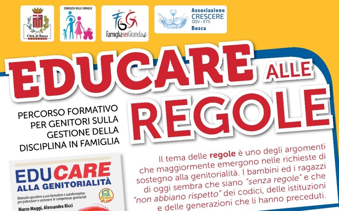 Sconto del 50% sul percorso formativo “Educare alle Regole” in programma a Busca